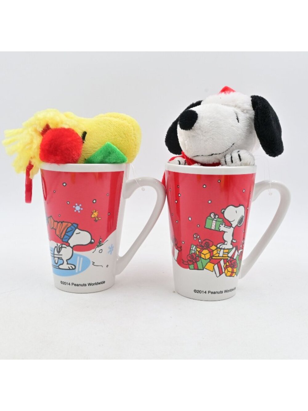 Peanuts Christmas Coffee Mug Plush Toy Snoopy & Woodstock Holiday 2014 Set